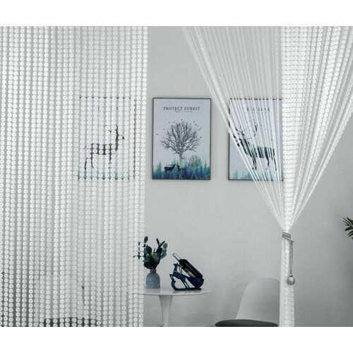 Шторы нити кружочки белоснежные