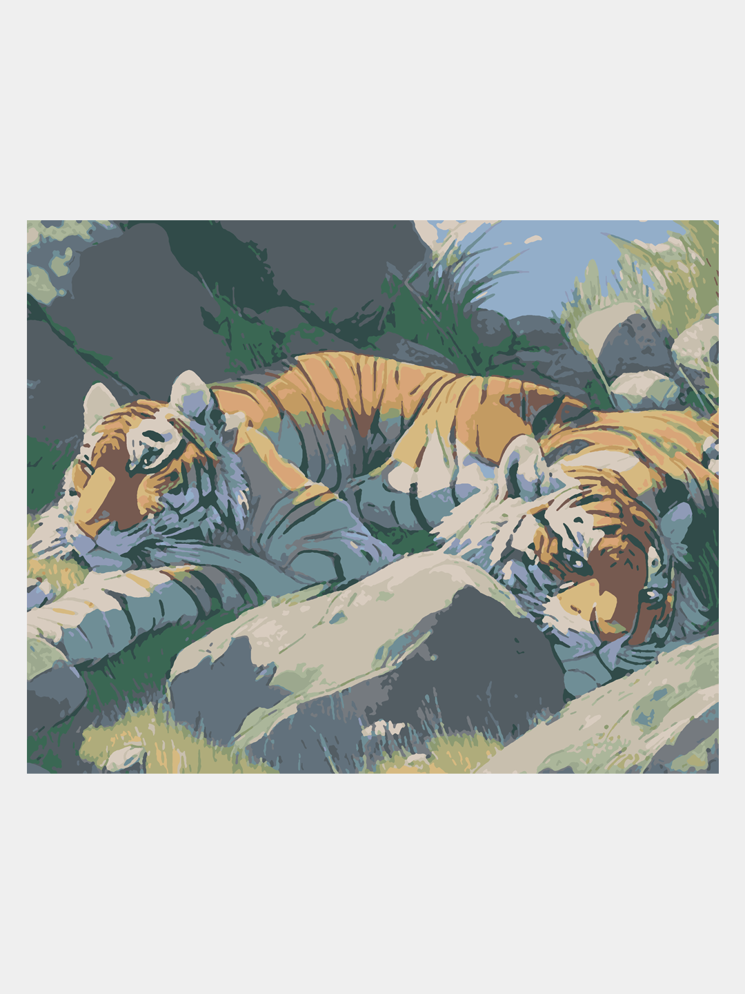 Картина по номерам Selfica "Тигриная семья" 40х50см.