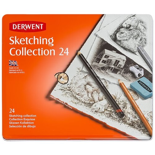 Derwent Набор графических материалов 24 шт. ( в металлической упаковке ) 34306 Sketching Collection набор для рисования derwent academy sketching set блистер 19 предметов