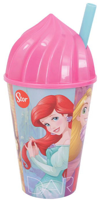 Стакан Stor с соломинкой и объемной крышкой в виде мороженого, 430 мл, Принцессы Дружные приключения