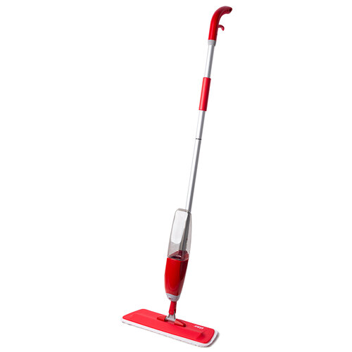 Швабра с насадкой из микрофибры, распылителем и скребком, красный