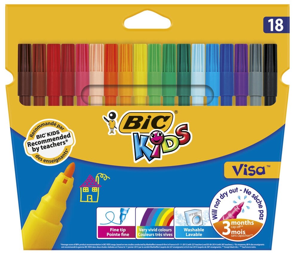 Фломастеры BIC Kids Visa, 18 шт. (888681) - фото №1