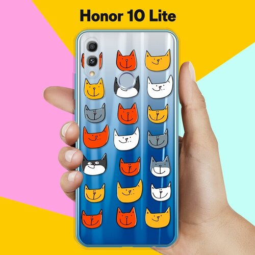 Силиконовый чехол Узор из котов на Honor 10 Lite силиконовый чехол узор из пингвинов на honor 10 lite