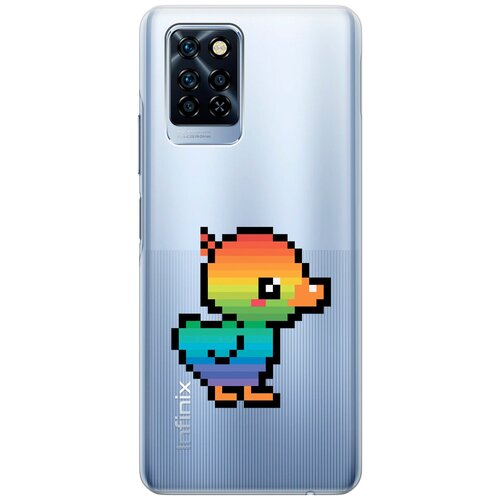 Силиконовый чехол на Infinix Note 10 Pro NFC / Инфиникс Нот 10 Про с 3D принтом Pixel Duck прозрачный чехол книжка на infinix note 10 pro nfc инфиникс нот 10 про с 3d принтом grand owl черный