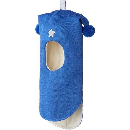 фото Шапка-шлем kivat зимняя, шерсть, подкладка, помпон, размер 2, синий