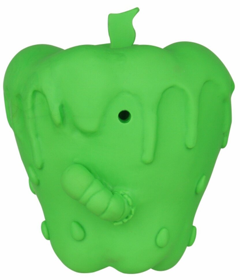 Игрушка Mr.Kranch для собак Яблоко с пищалкой 10 см зеленая с ароматом курицы - фотография № 2