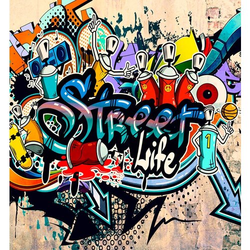 Моющиеся виниловые фотообои GrandPiK В стиле граффити. Street Life (уличная жизнь), 250х270 см