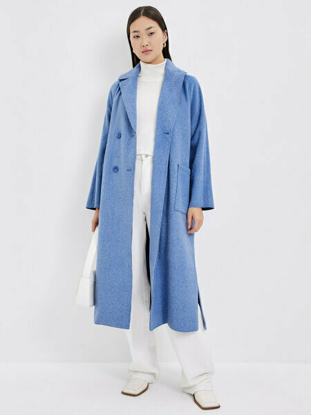 Пальто  Zarina демисезонное, силуэт прямой, укороченное, размер L, синий