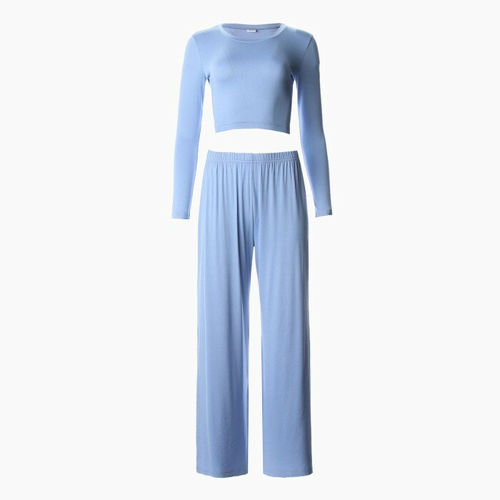 Комплект женский (лонгслив, брюки) MINAKU: Home collection цвет голубой, р-р 44 - фотография № 17