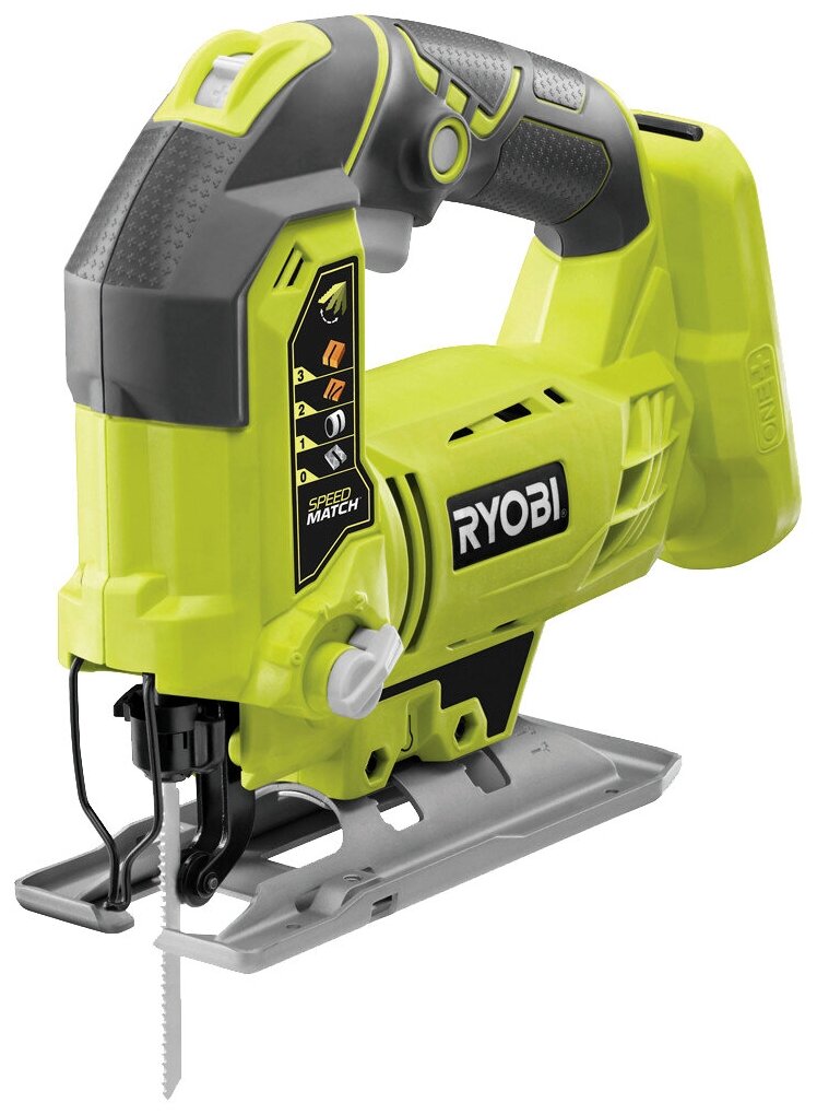 Аккумуляторный электролобзик RYOBI R18JS-0, без аккумулятора черный/желтый