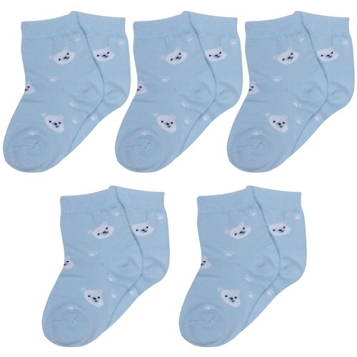 Комплект из 5 пар детских носков RuSocks (Орудьевский трикотаж) рис. 02, голубые, размер 10-12