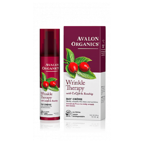 AVALON ORGANICS Дневной увлажняющий крем против морщин с коэнзимом Q10 и шиповником, Wrinkle Therapy With CoQ10  Rosehip Day Creme 50г.