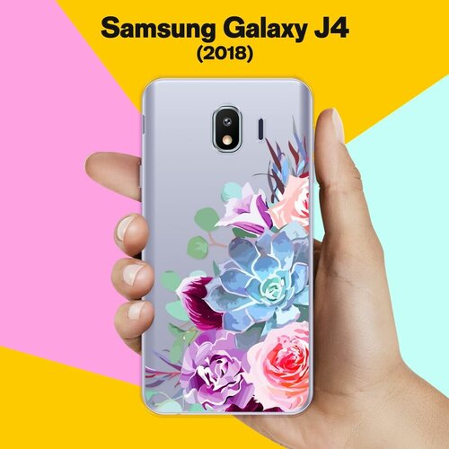 Силиконовый чехол на Samsung Galaxy J4 (2018) Цветы 10 / для Самсунг Галакси Джей 4 2018 пластиковый чехол жучки цветочки ягодки на samsung galaxy j4 самсунг галакси джей 4