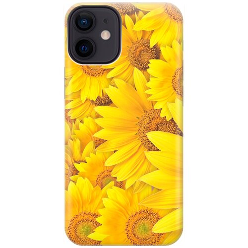 фото Ультратонкий силиконовый чехол-накладка для apple iphone 12 mini с принтом "море подсолнухов" gosso