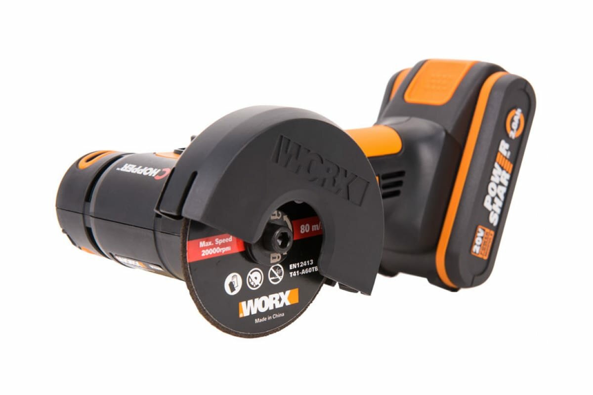 Угловая шлифмашина аккумуляторная WORX WX801, 20В, 76 мм, 1*2,0Ач, кейс