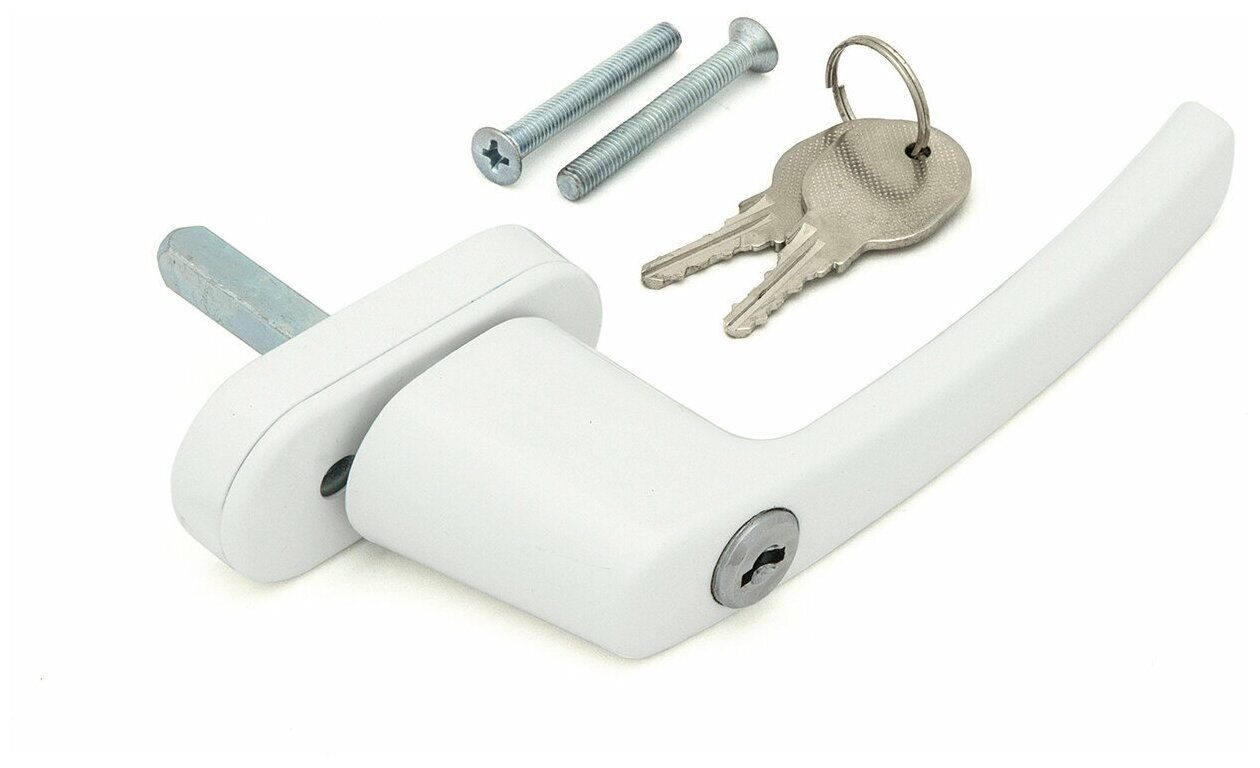 Ручка оконная белая для пластиковых окон, с ключом