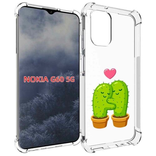 Чехол MyPads Влюбленные-кактусы для Nokia G60 5G задняя-панель-накладка-бампер