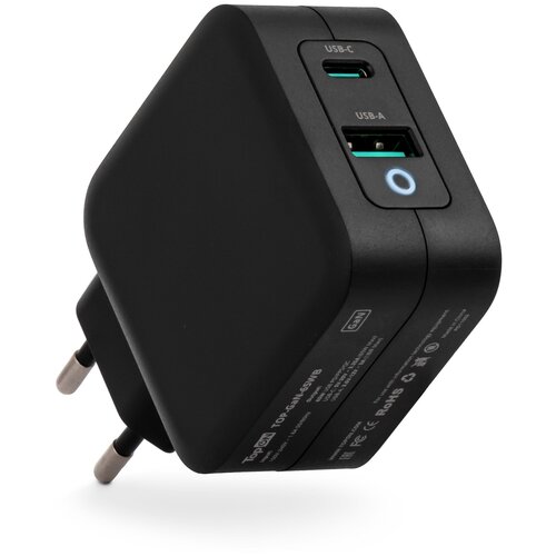 Универсальный блок питания 65W (GaN) Type-C PD, PPS, USB QC чёрный сзу usb c usb a pd 3 0 qc 3 0 gan 20вт белый deppa 11410