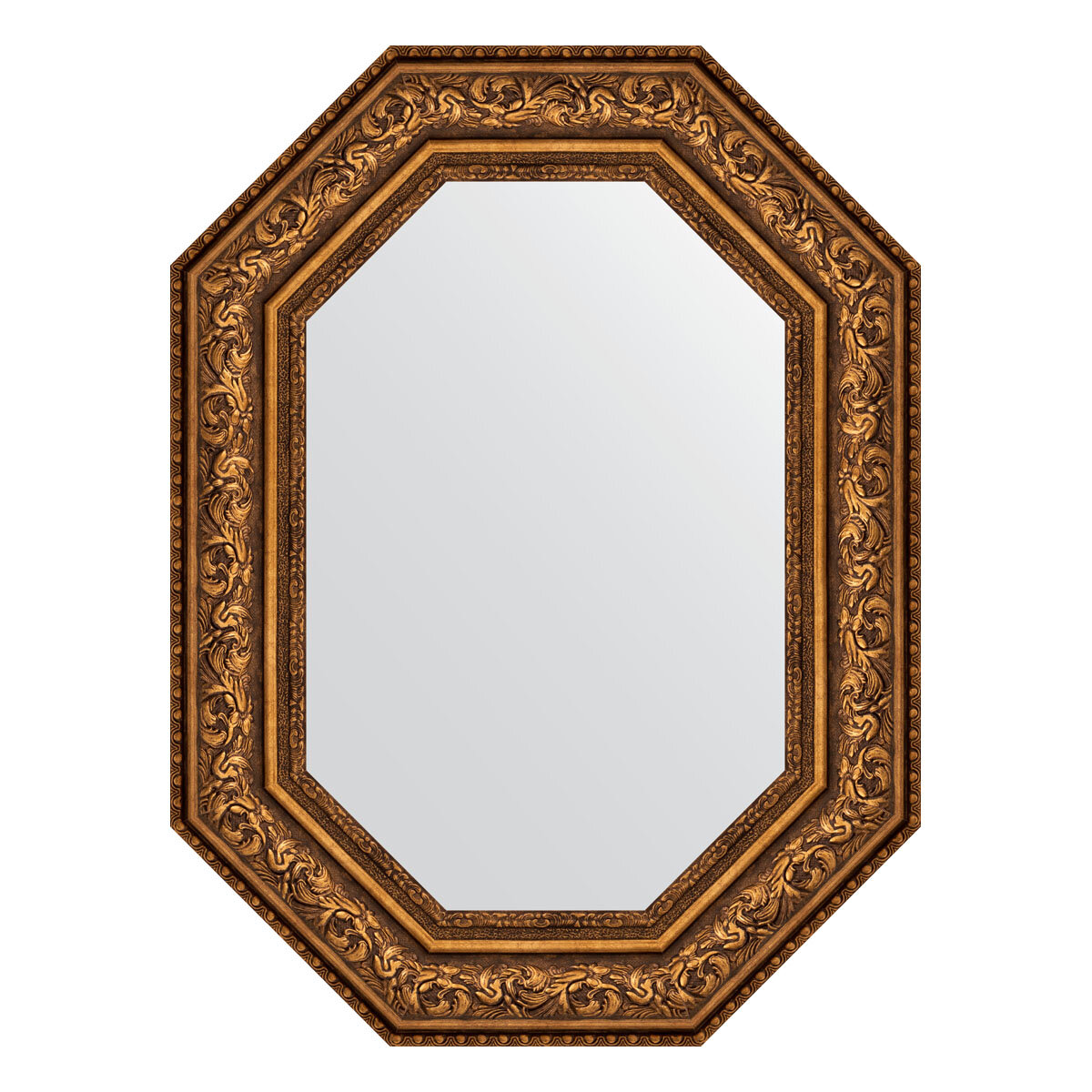 Зеркало настенное Polygon EVOFORM в багетной раме виньетка состаренная бронза, 60х80 см, для гостиной, прихожей, спальни и ванной комнаты, BY 7257
