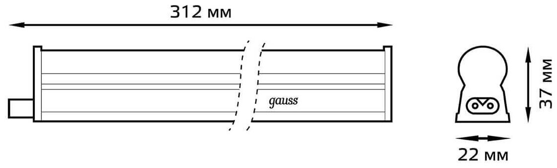 Линейный светильник Gauss LED TL линейный матовый 5W 3000K 311х25х36,420лм, 1/25