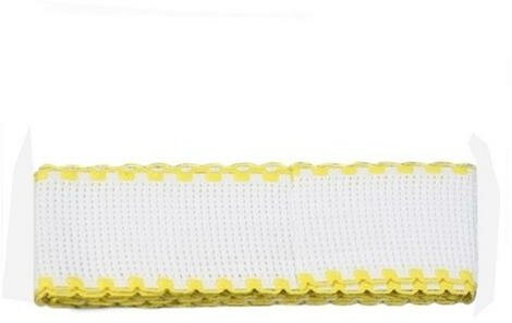 Канва ленточная Bestex 7707138, 100% хлопок, 1,5м х 3,5 см, цвет белый/желтый