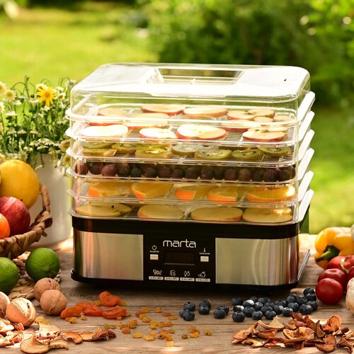 MARTA MT-1885 3 черный жемчуг 12 поддонов 6 съемных3 пастила3 для ягод сушилка дфруктов овощей 414700₽