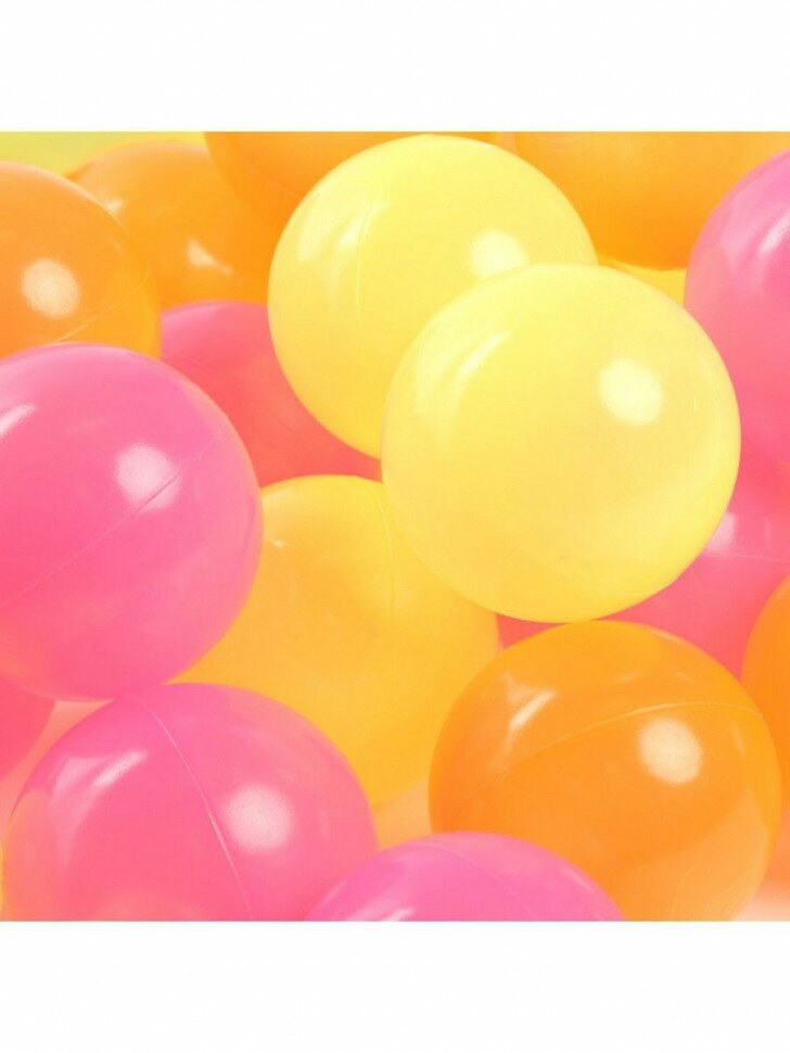 Шарики для сухого бассейна с рисунком «Флуоресцентные», набор 60 штук, цвет оранжевый, розовый, лимонный, диаметр шара — 7,5 см - фотография № 6