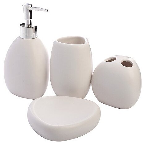 Набор стильных аксессуаров для ванной комнаты 4 предмета, керамика