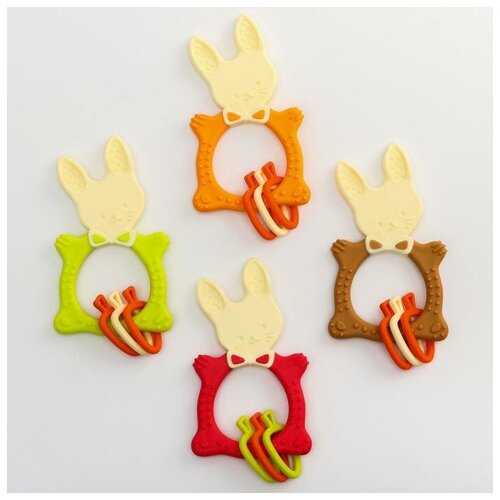 Roxy-kids Прорезыватель BUNNY, универсальный, цвет микс bunny ear wood ring 2pc teether bell 68mm natural wood teether circle fabric wooden teething training baby teether