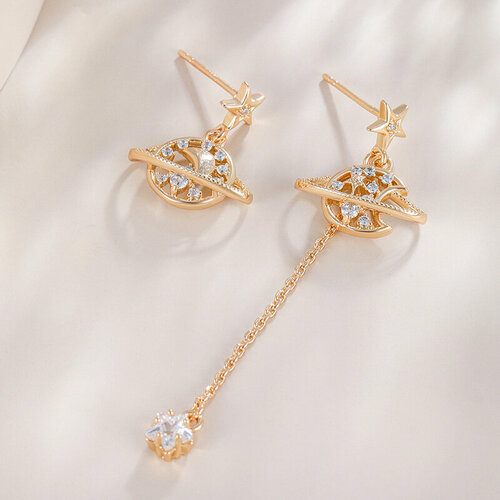 Серьги с подвесками , размер/диаметр 3 мм., золотой