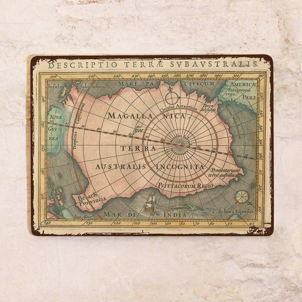 Древняя карта Австралии 30х40 см