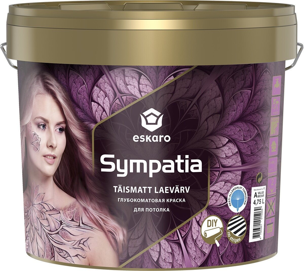 краска в/д ESKARO Symphatia для потолков глубокоматовая 2,85л, арт.4740381007101 - фото №2