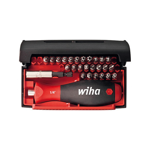 Набор бит Wiha 09393, 27 предм., черный/красный бита т10hx25мм torx tamper resistant standard с отверстием wiha 7015zh 01727