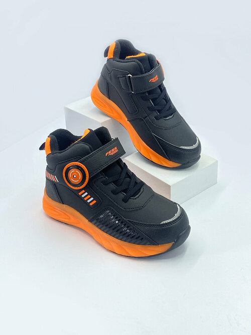 Ботинки FESS, демисезонные, на липучках, размер 33, черный, оранжевый