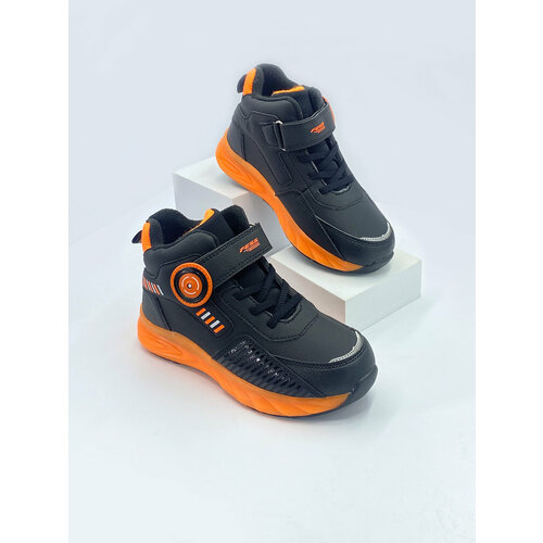 фото Ботинки fess, демисезонные, на липучках, размер 30, черный, оранжевый