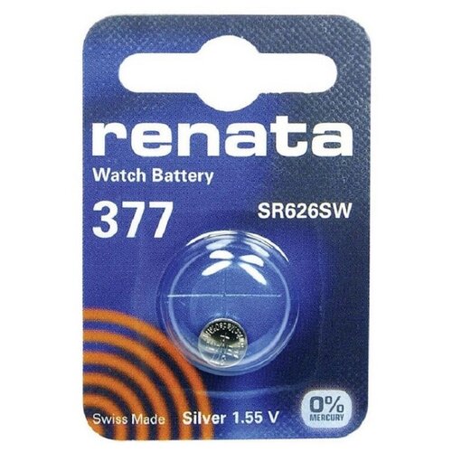 Батарейка Renata SR626SW, в упаковке: 1 шт. батарейка renata 377 5шт элемент питания рената 377 в10 sr626sw без ртути 5шт