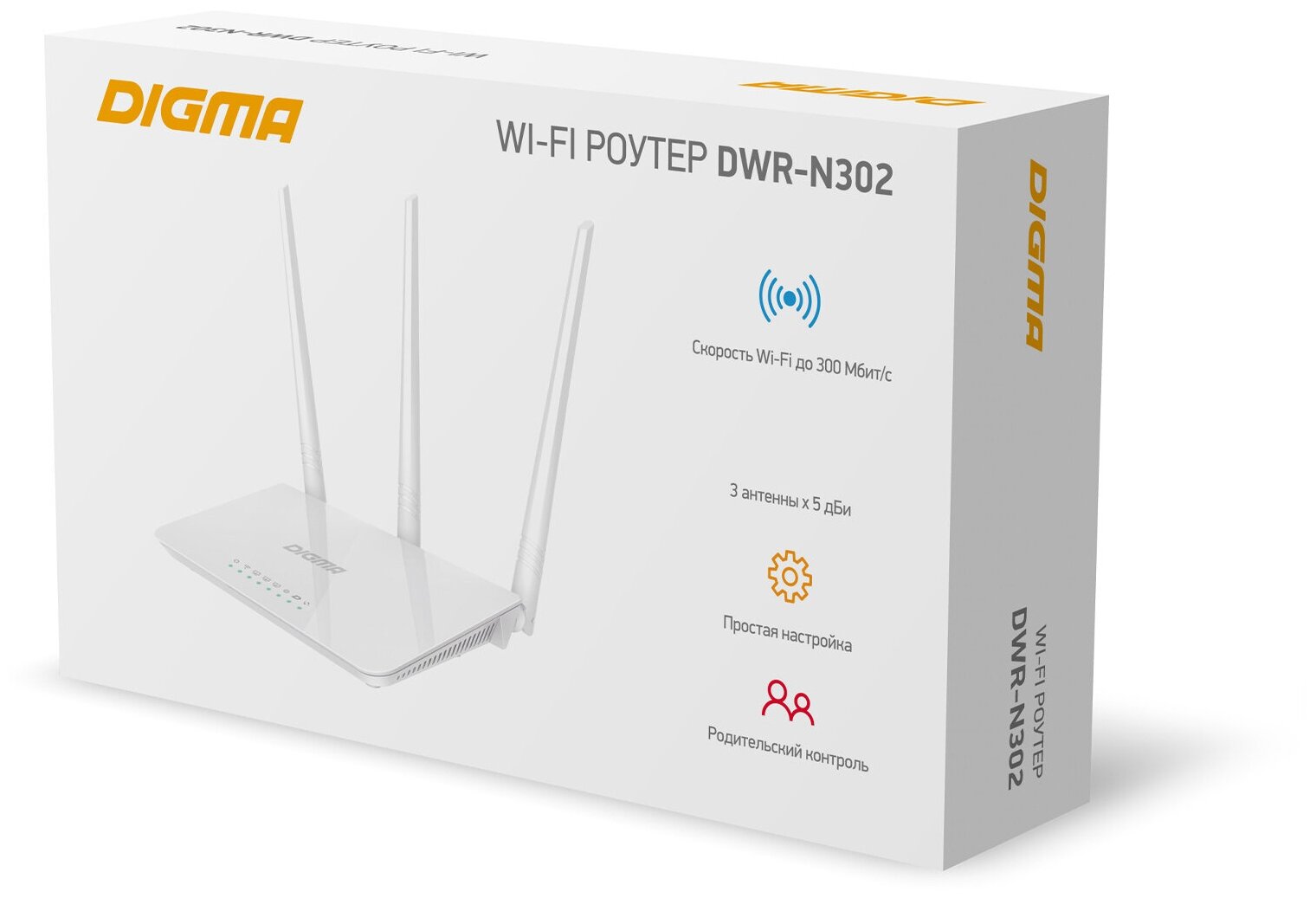 Wi-Fi роутер Digma DWR-N302 N300 белый