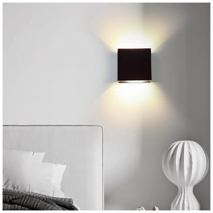 Светодиодный настенный светильник в форме кубика вверх вниз Современный Бра Wogow 022 Черный - фотография № 8