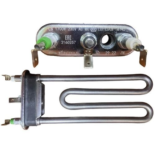 Нагревательный элемент (ТЭН) T-Controls для стиральной машины универсальный 1700W - 3160257 тэн для стиральной машины 1700w 175 мм 255452