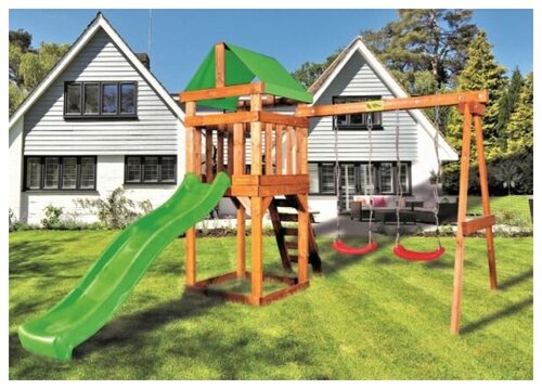 Детская игровая площадка Babygarden Play 2 светло-зеленая вместимость 5-8 детей, материал дерево/пластик/сталь, безопасная конструкция