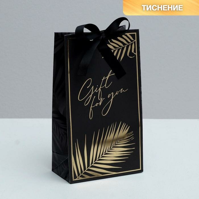 Дарите Счастье Пакет подарочный с лентой, упаковка, «Gift for you», 13 х 23 х 7 см