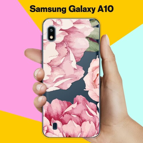 Силиконовый чехол Пионы на Samsung Galaxy A10 жидкий неоновый чехол отражение горы на samsung galaxy a10 самсунг галакси а10