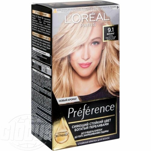 Стойкая крем-краска для волос L\'Oreal Paris Preference 9.1 Викинг, 270 мл