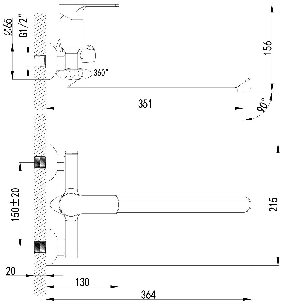 Смеситель Lemark Plus Grace LM1551C универсальный