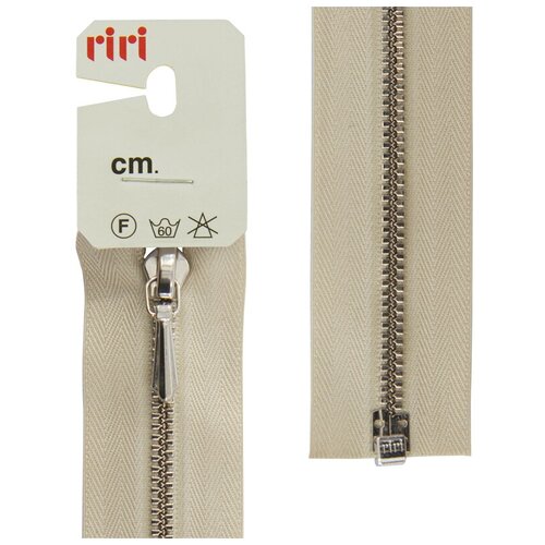 фото Молния металл, ni, слайдер tropf, 3 мм, разъёмная 1 замок, 60 см, цвет 2230, светло-бежевый riri