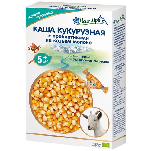 Каша Fleur Alpine молочная кукурузная с пребиотиками на козьем молоке, с 5 месяцев