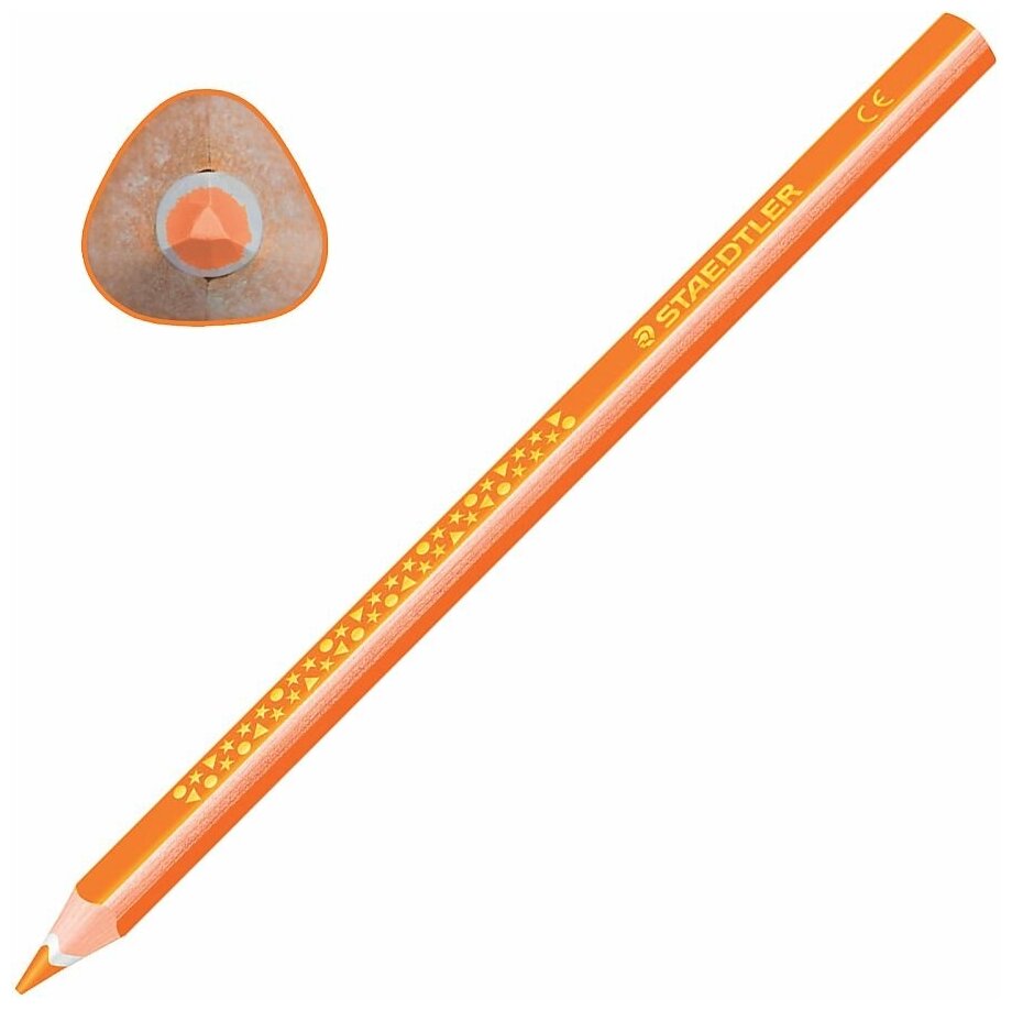 Карандаш цветной утолщенный STAEDTLER "Noris club", 1 шт., трехгранный, грифель 4 мм, оранжевый, 1284-4