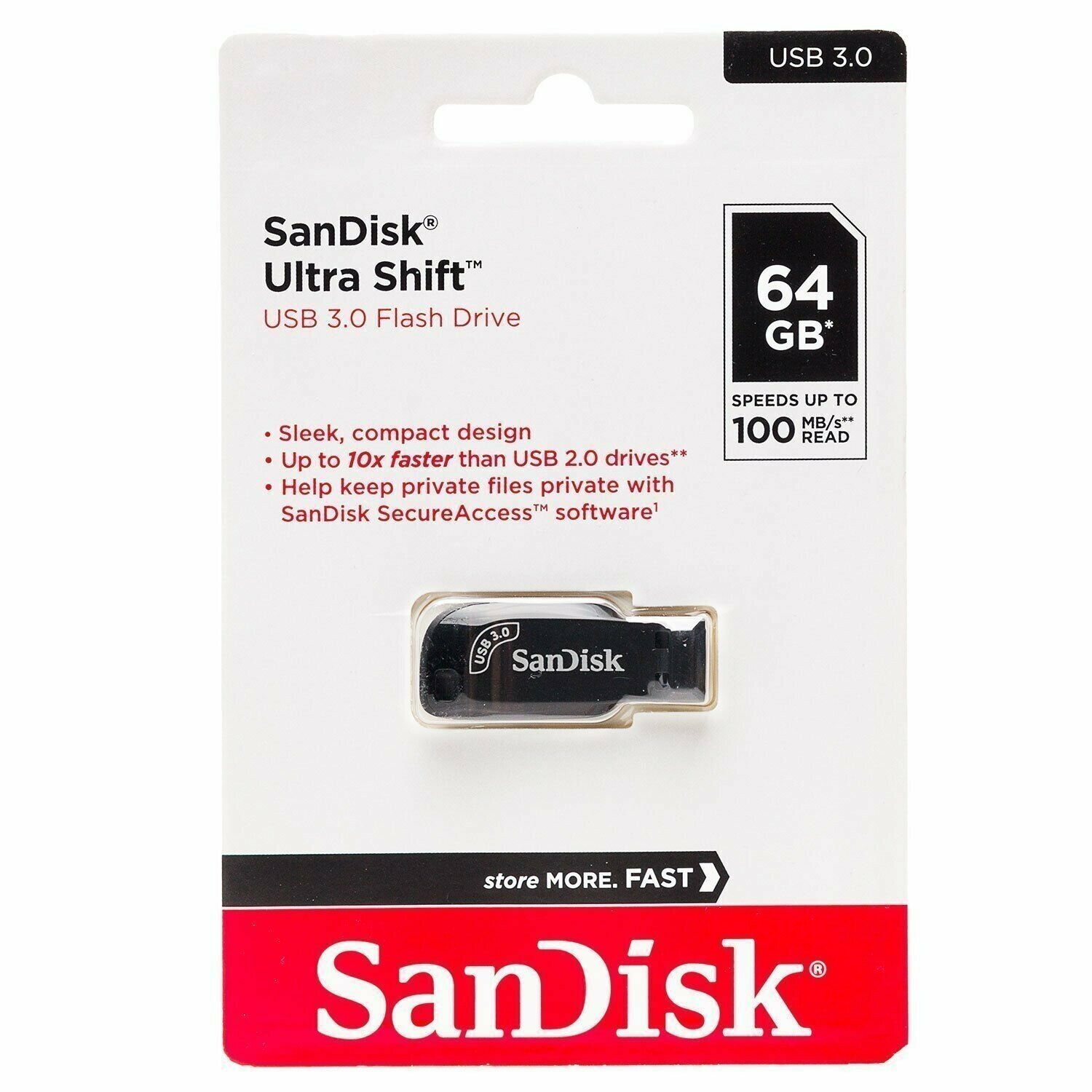 Накопитель USB 3.0 SanDisk 64GB Ultra Shift (SDCZ410-064G-G46) - фото №6