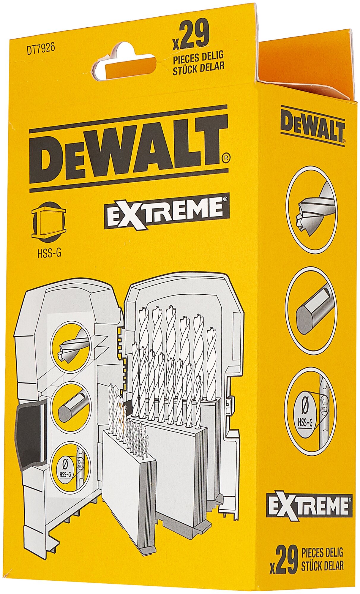 Набор сверл DEWALT EXTREME 2 HSS-G DT7926, по металлу в пластиковом боксе 1-13 мм, 29 шт.