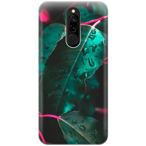 фото Re:pa накладка transparent для xiaomi redmi 8 с принтом "капли на листьях"